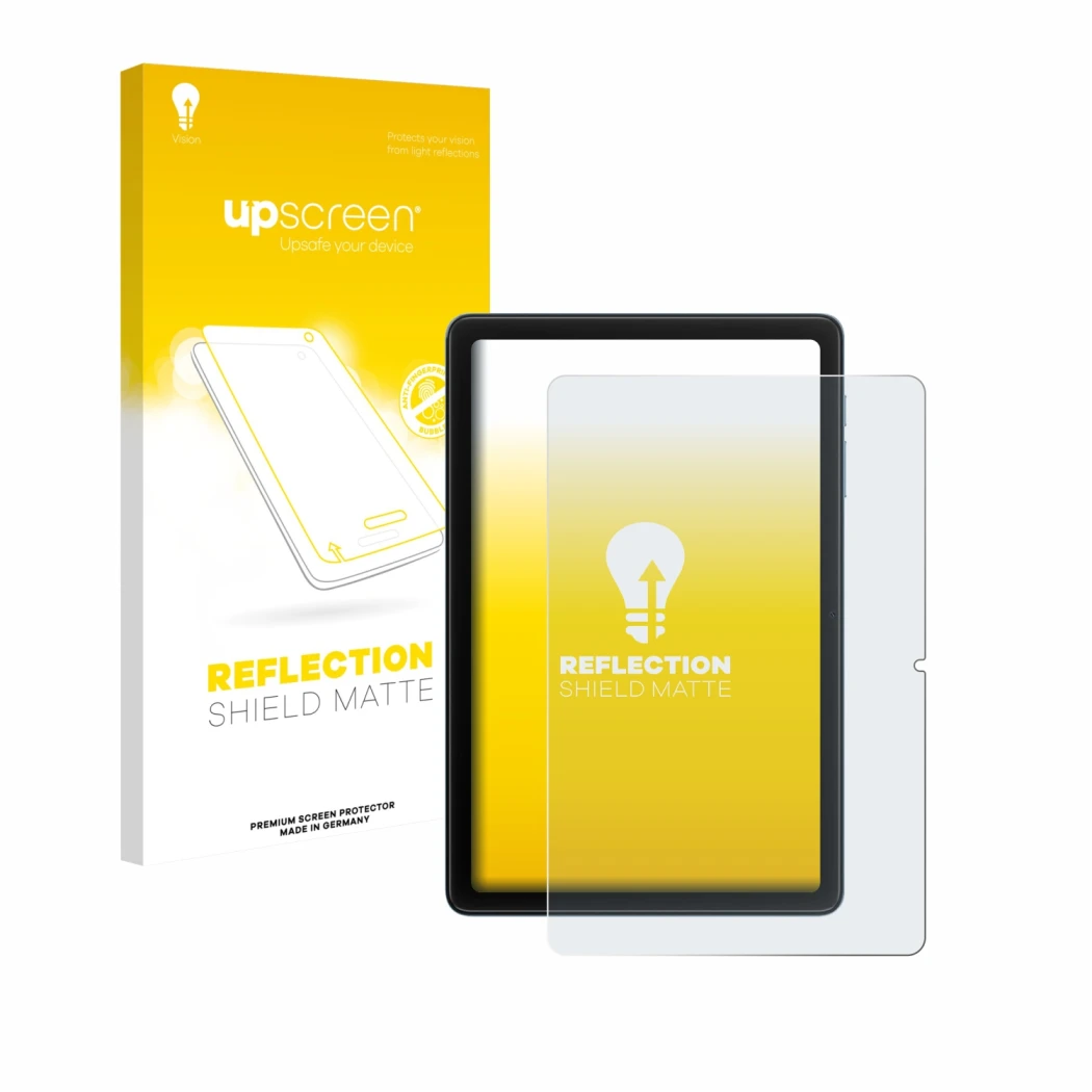 Parte frontale di una confezione del prodotto con il logo del marchio upscreen. Accanto è raffigurato il dispositivo Blackview