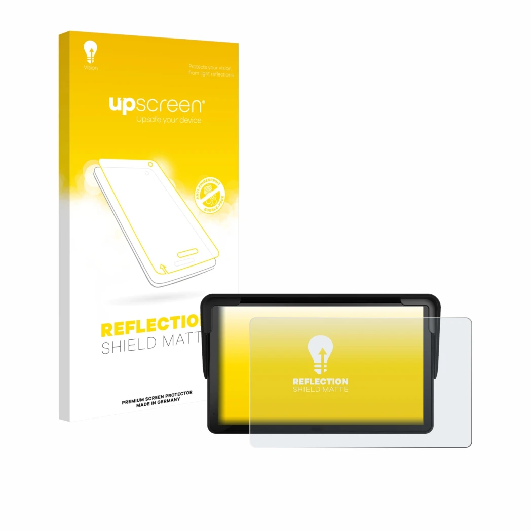 Parte frontale di una confezione del prodotto con il logo del marchio upscreen. Accanto è raffigurato il dispositivo Carpuride