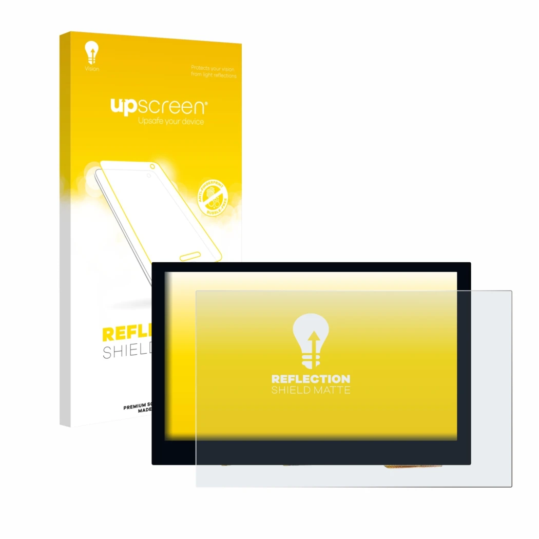 Parte frontale di una confezione del prodotto con il logo del marchio upscreen. Accanto è raffigurato il dispositivo Waveshare