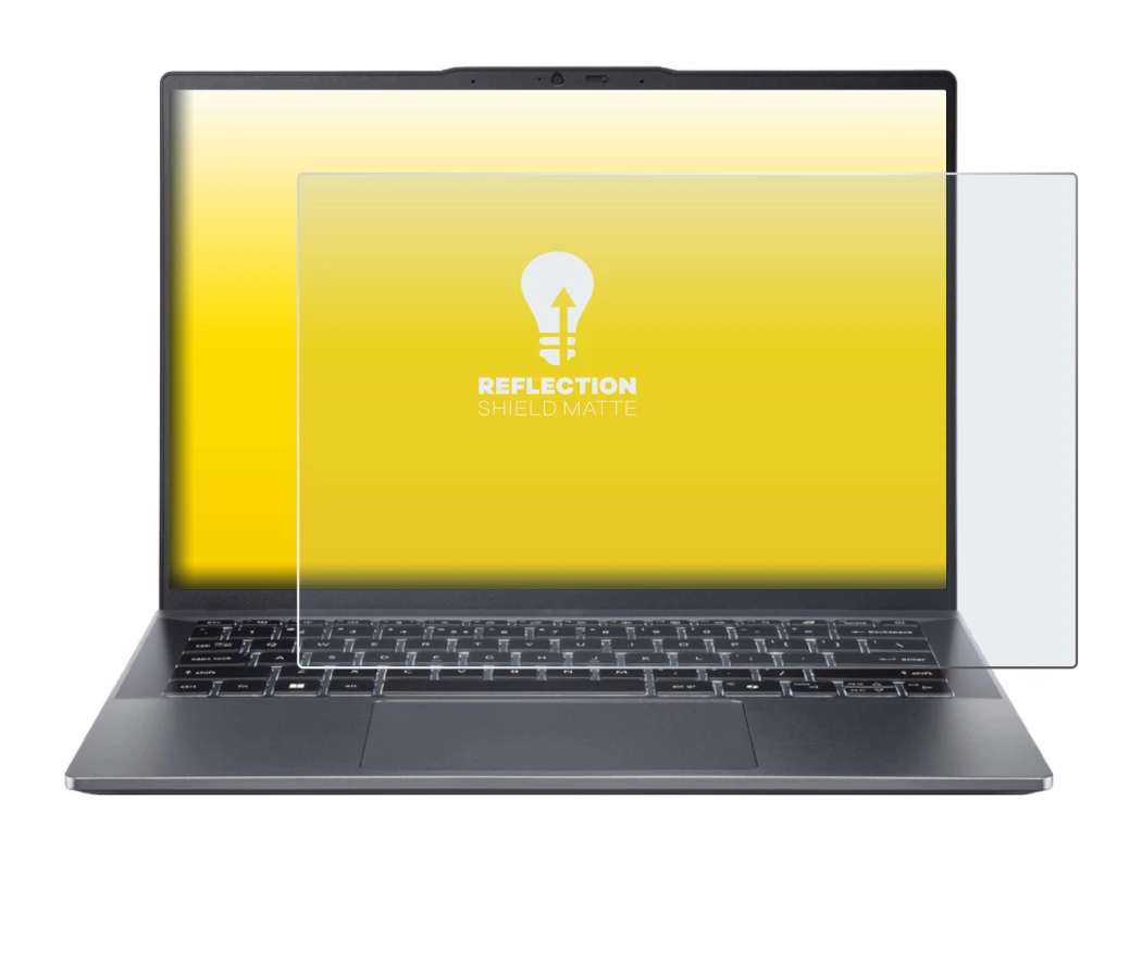 Immagine del dispositivo Acer Swift Go 14 OLED con un'ampia varietà di protezioni per lo schermo.