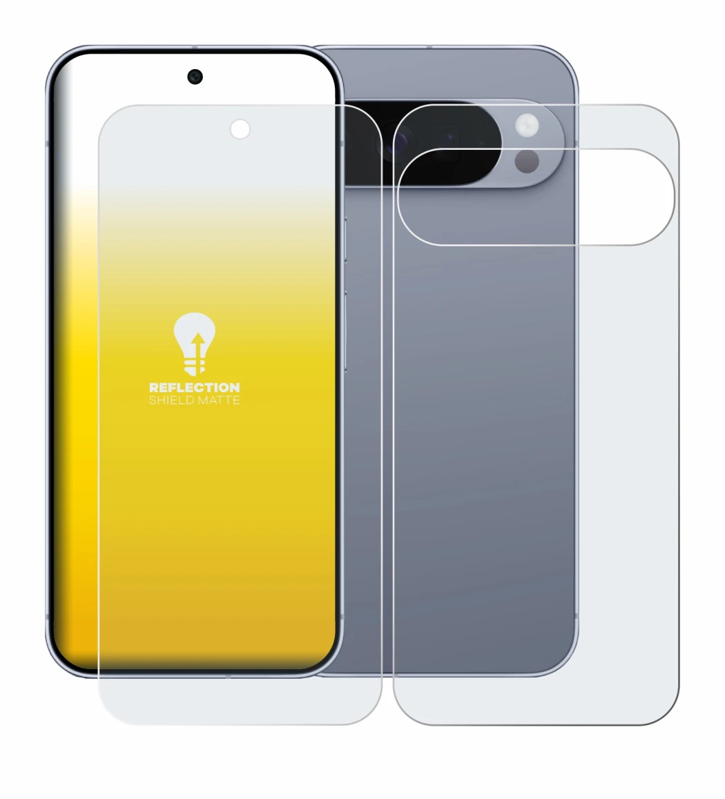 Immagine del dispositivo Google Pixel 10 Pro XL (Fronte+Retro) con un'ampia varietà di protezioni per lo schermo.