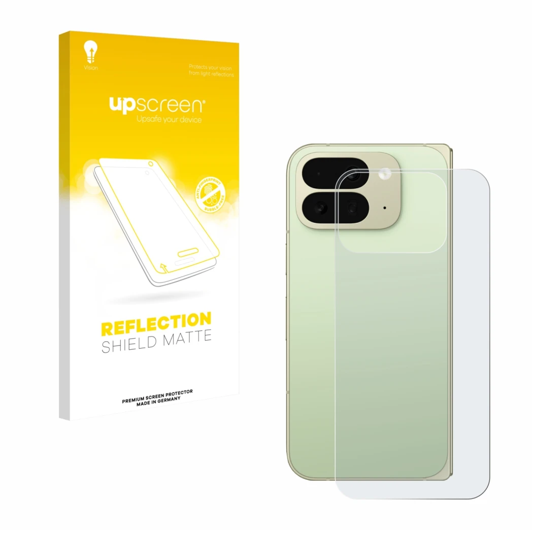 Parte frontale di una confezione del prodotto con il logo del marchio upscreen. Accanto è raffigurato il dispositivo Google Pi