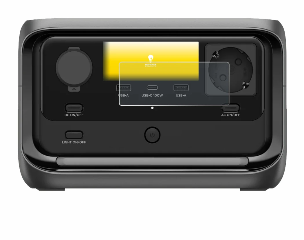 Immagine del dispositivo EcoFlow River 3 Plus con un'ampia varietà di protezioni per lo schermo.