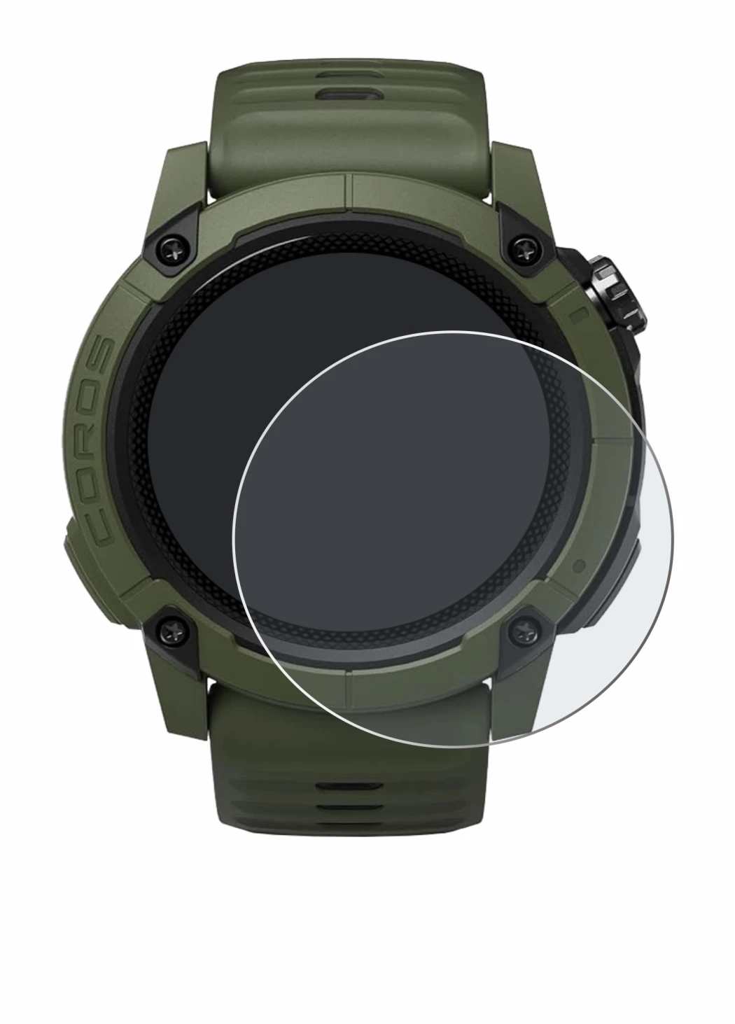 Immagine del dispositivo Coros NOMAD con un'ampia varietà di protezioni per lo schermo.