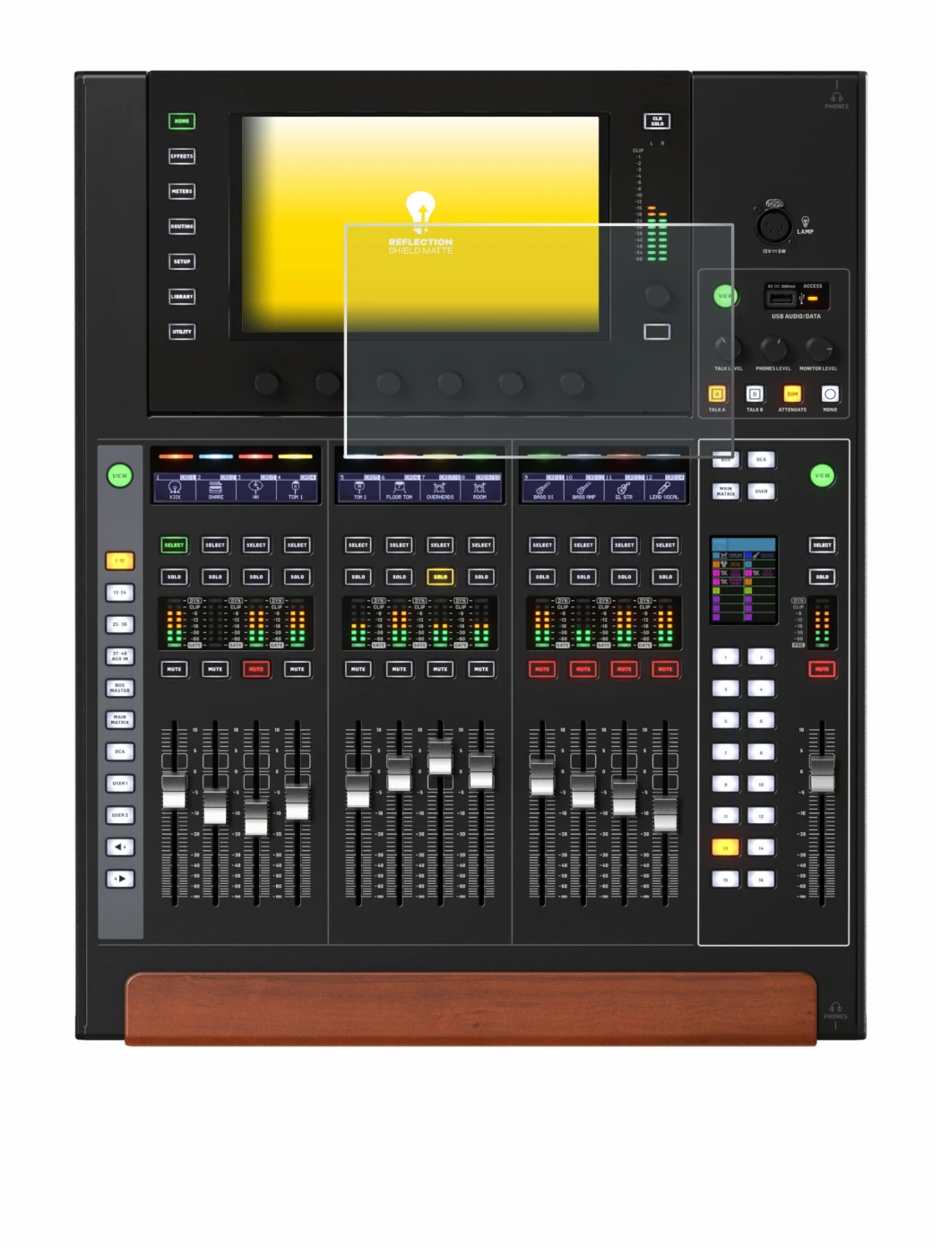Immagine del dispositivo Behringer Wing Compact con un'ampia varietà di protezioni per lo schermo.