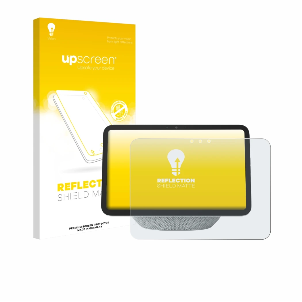 Parte frontale di una confezione del prodotto con il logo del marchio upscreen. Accanto è raffigurato il dispositivo Amazon Ec