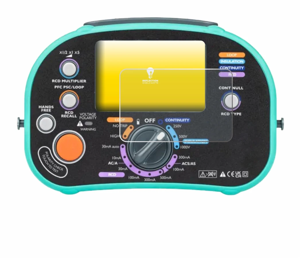 Immagine del dispositivo Kewtech KT63DL con un'ampia varietà di protezioni per lo schermo.