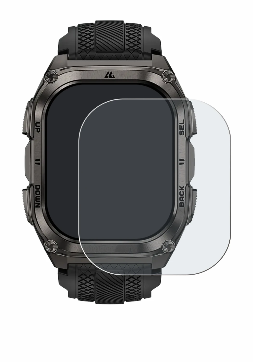 Immagine del dispositivo Kospet Tank M4 con un'ampia varietà di protezioni per lo schermo.