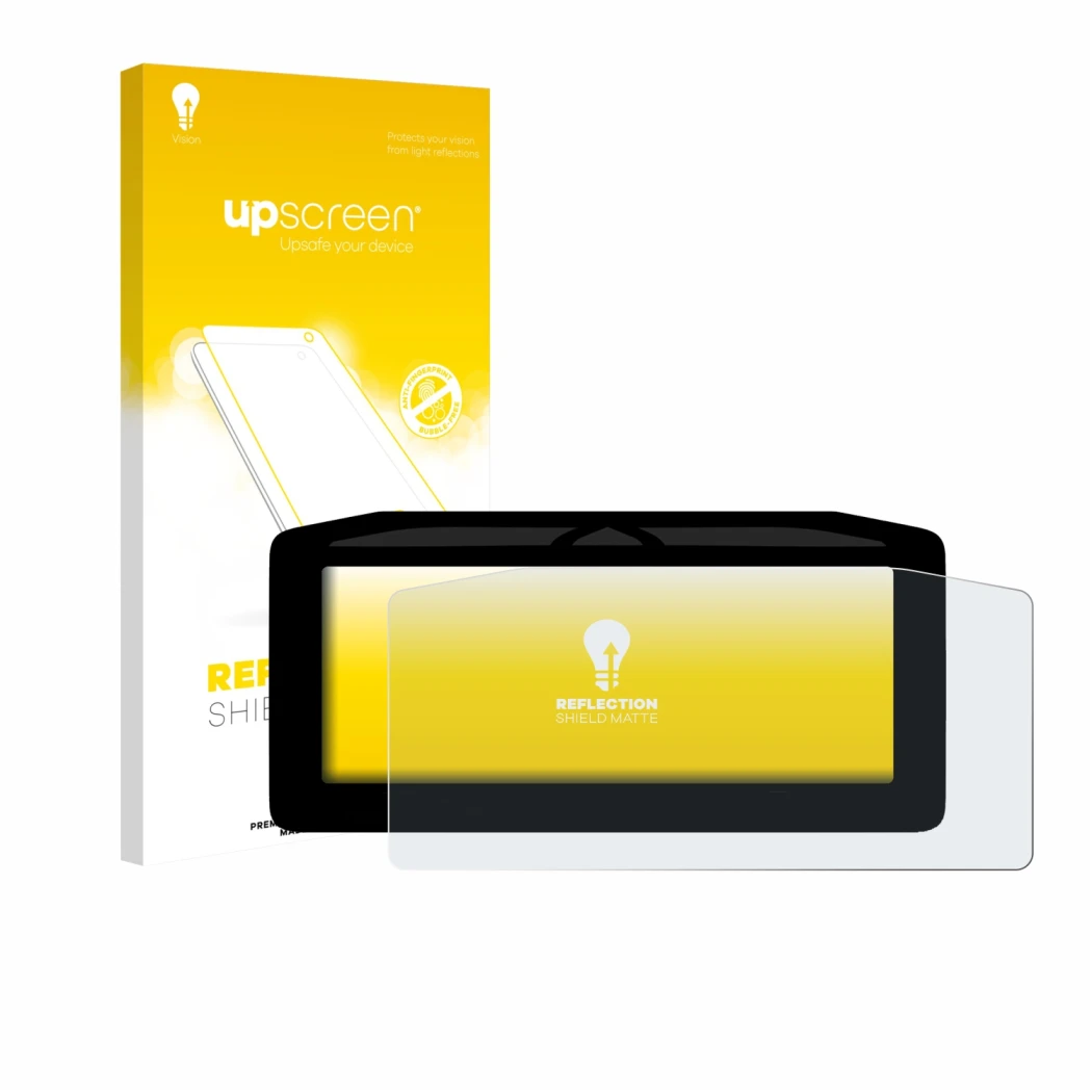 Parte frontale di una confezione del prodotto con il logo del marchio upscreen. Accanto è raffigurato il dispositivo Ducati Pa