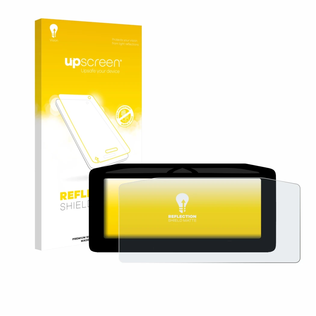 Parte frontale di una confezione del prodotto con il logo del marchio upscreen. Accanto è raffigurato il dispositivo Ducati XD