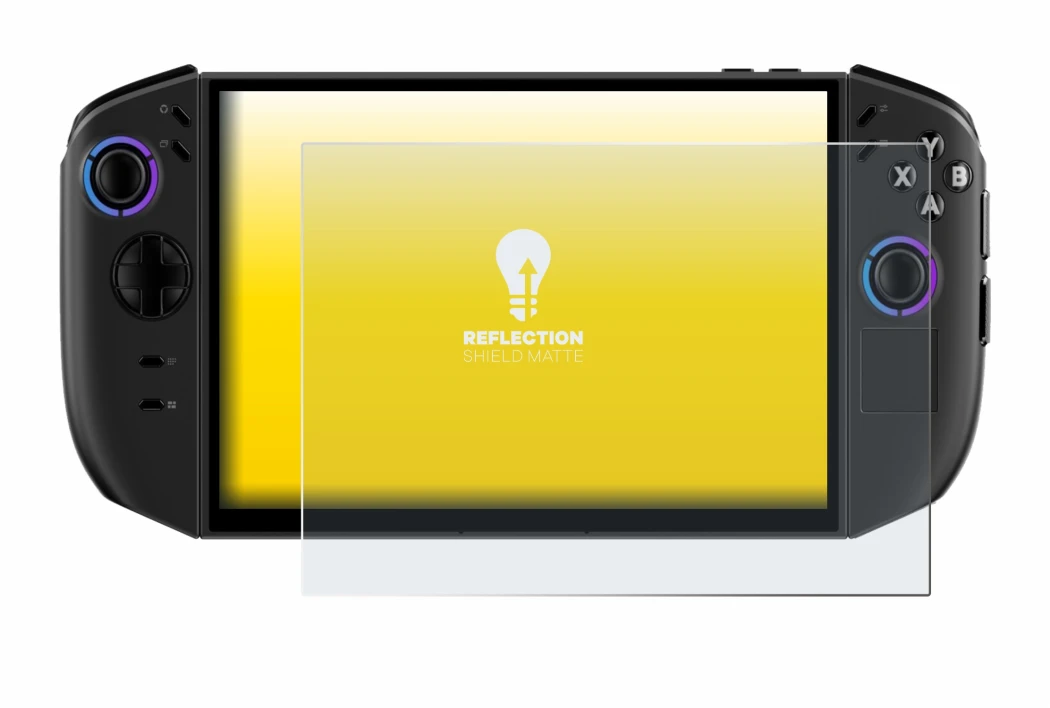 Immagine del dispositivo Lenovo Legion Go Gen 2 con un'ampia varietà di protezioni per lo schermo.