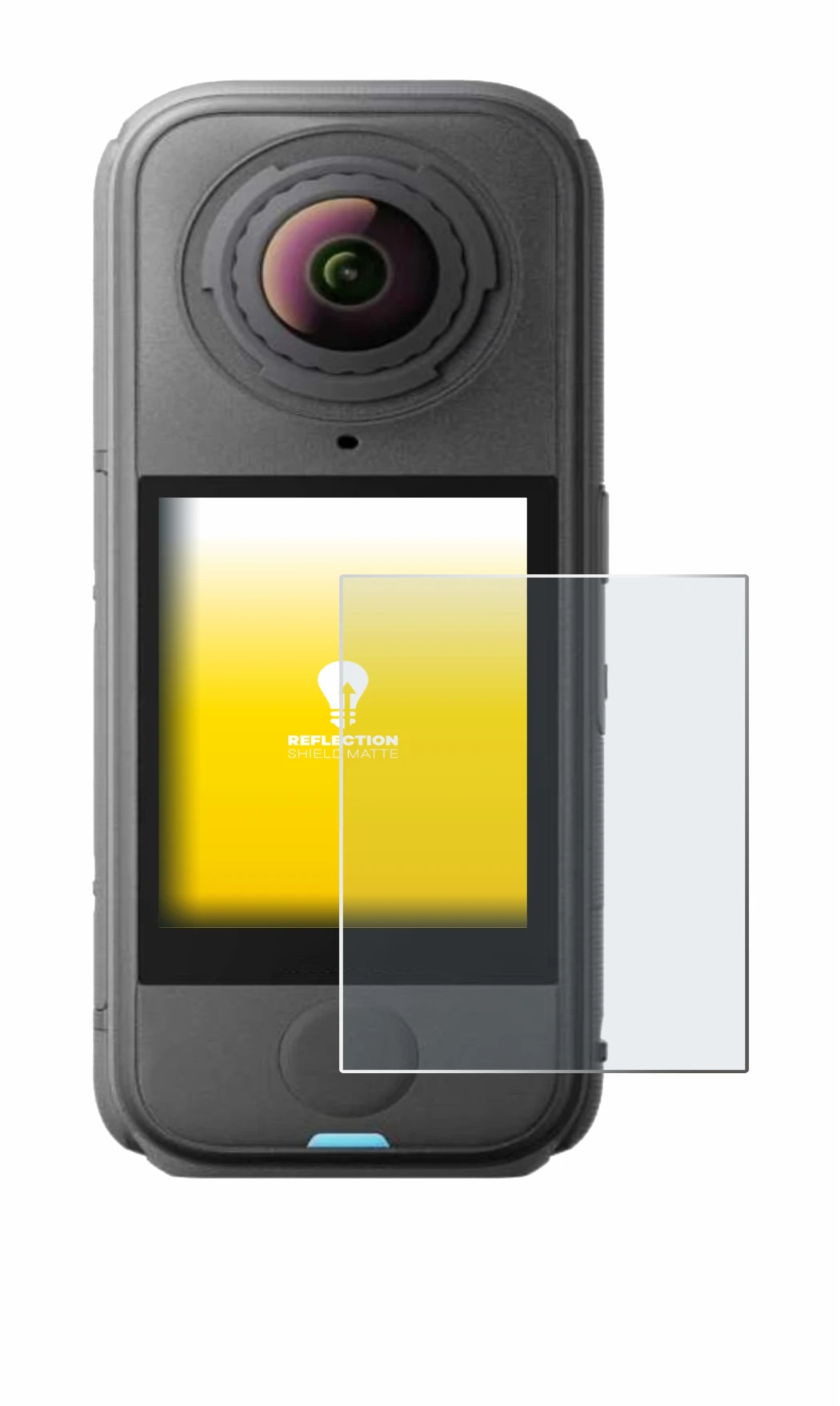 Immagine del dispositivo Insta360 X4 Air con un'ampia varietà di protezioni per lo schermo.
