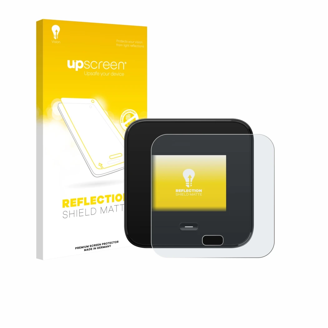 Parte frontale di una confezione del prodotto con il logo del marchio upscreen. Accanto è raffigurato il dispositivo Netgear N