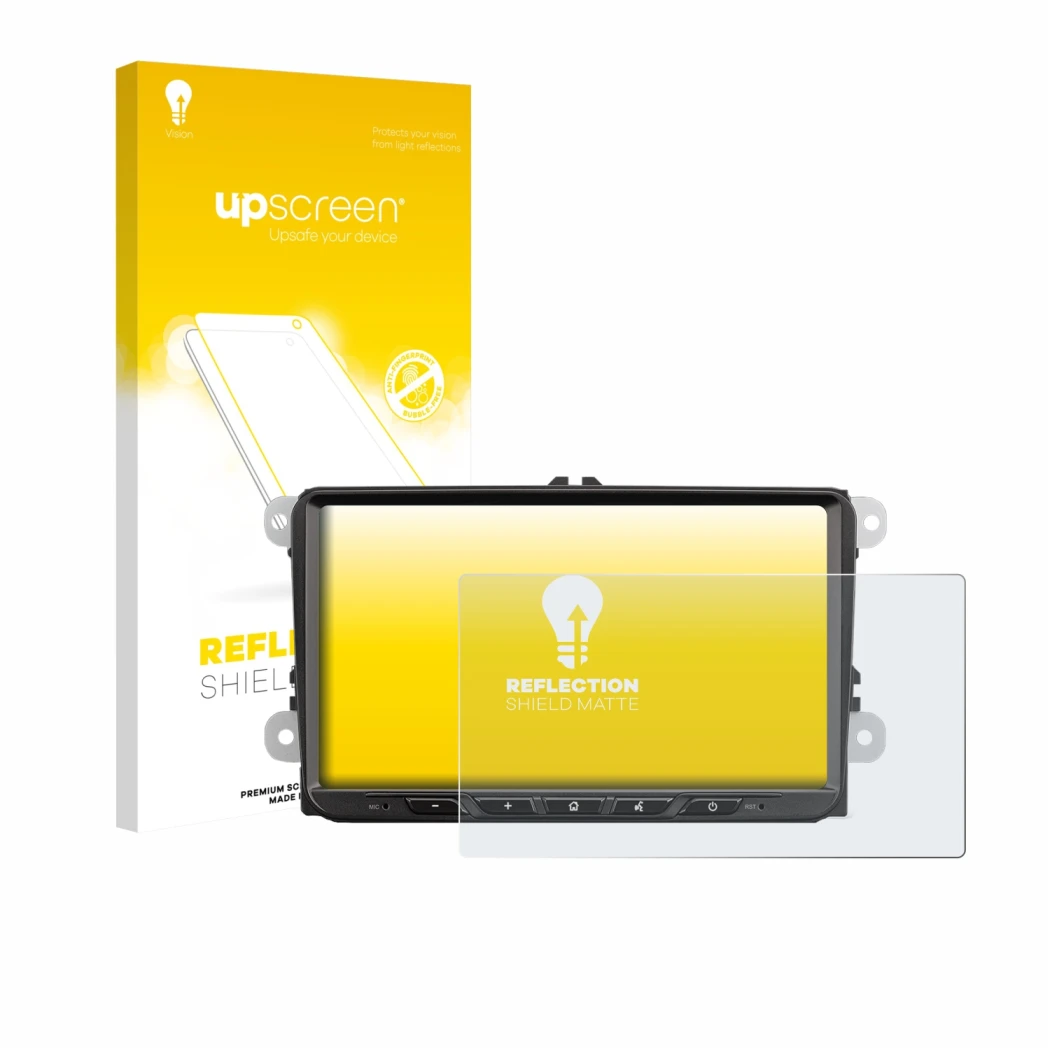 Parte frontale di una confezione del prodotto con il logo del marchio upscreen. Accanto è raffigurato il dispositivo Zenec Z-E