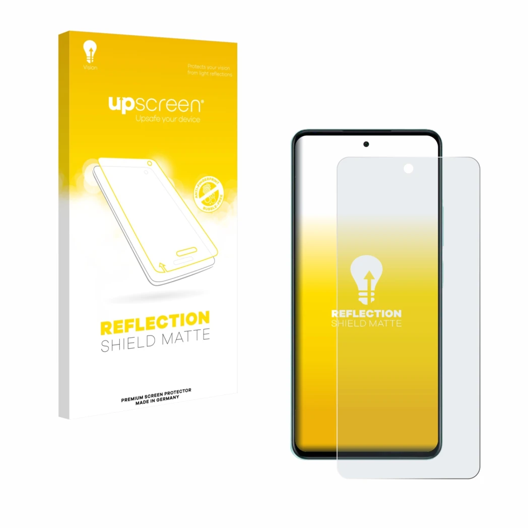 Parte frontale di una confezione del prodotto con il logo del marchio upscreen. Accanto è raffigurato il dispositivo Oppo A5 c