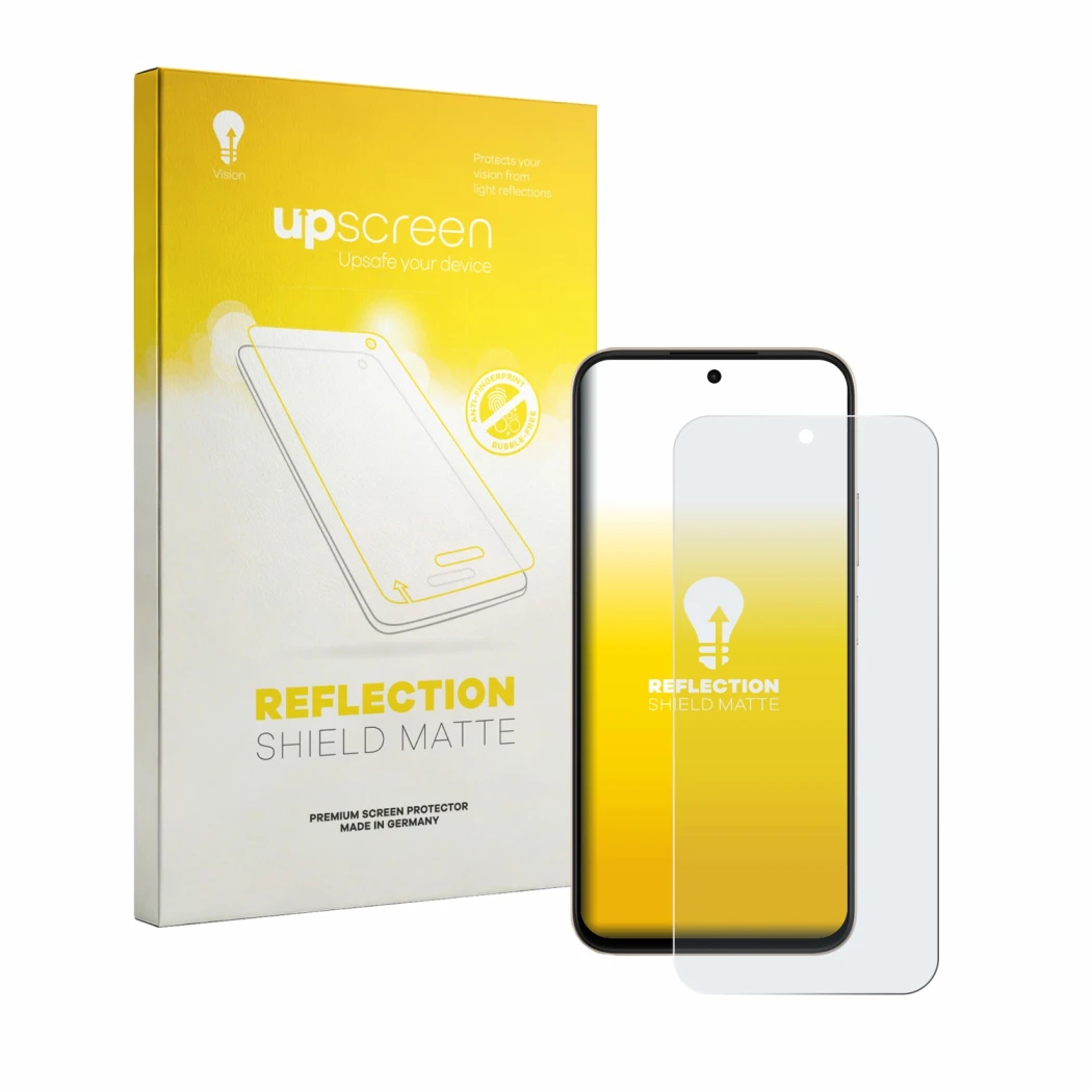 Parte frontale di una confezione del prodotto con il logo del marchio upscreen. Accanto è raffigurato il dispositivo Oppo A6 c