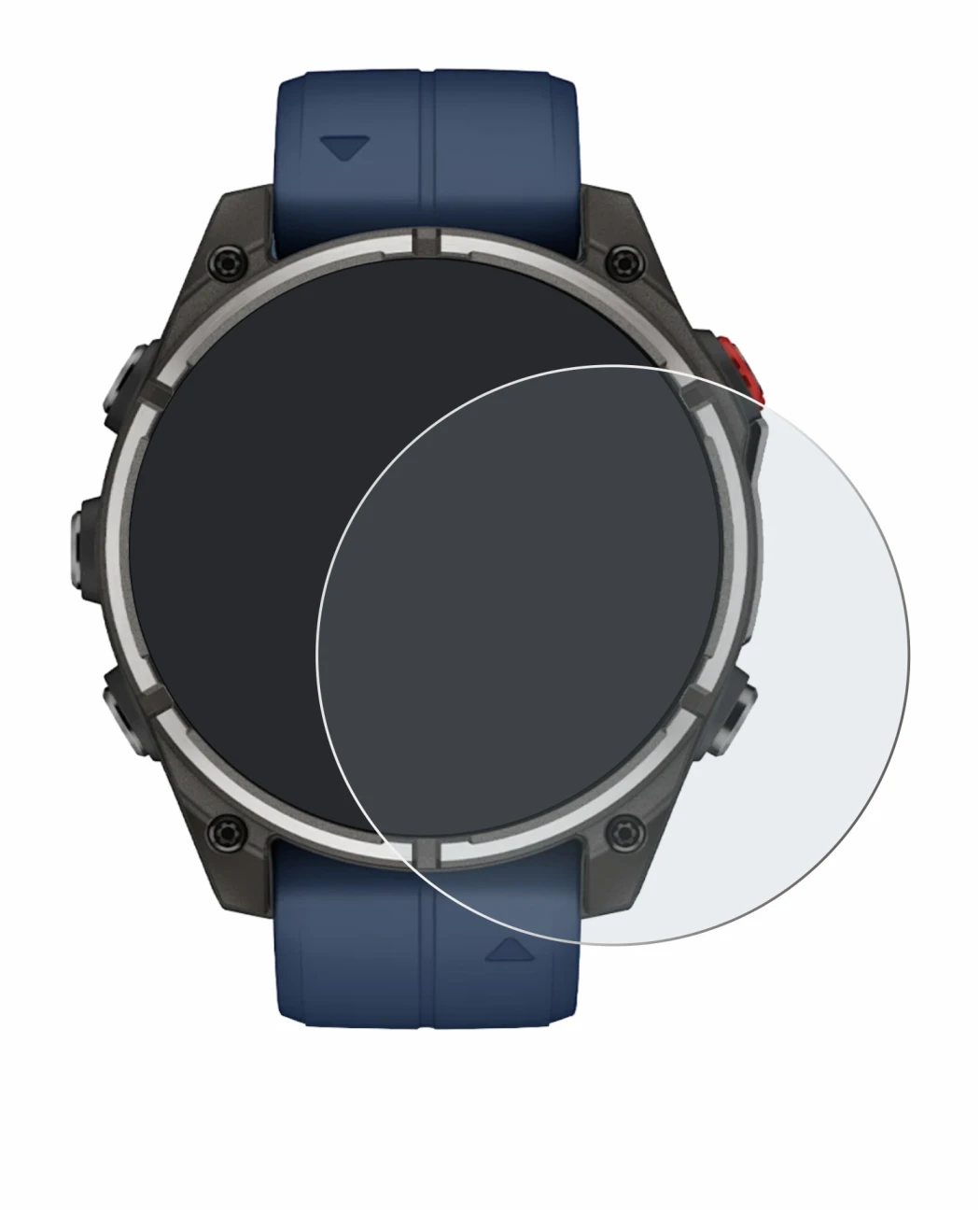 Immagine del dispositivo Garmin quatix 8 Pro (47 mm) con un'ampia varietà di protezioni per lo schermo.
