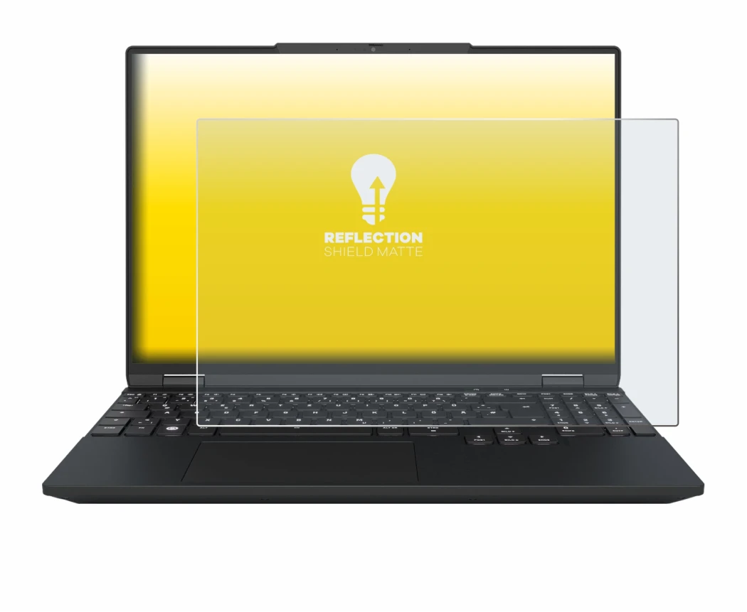 Immagine del dispositivo Tuxedo InfinityBook Max 15 Gen 10 con un'ampia varietà di protezioni per lo schermo.