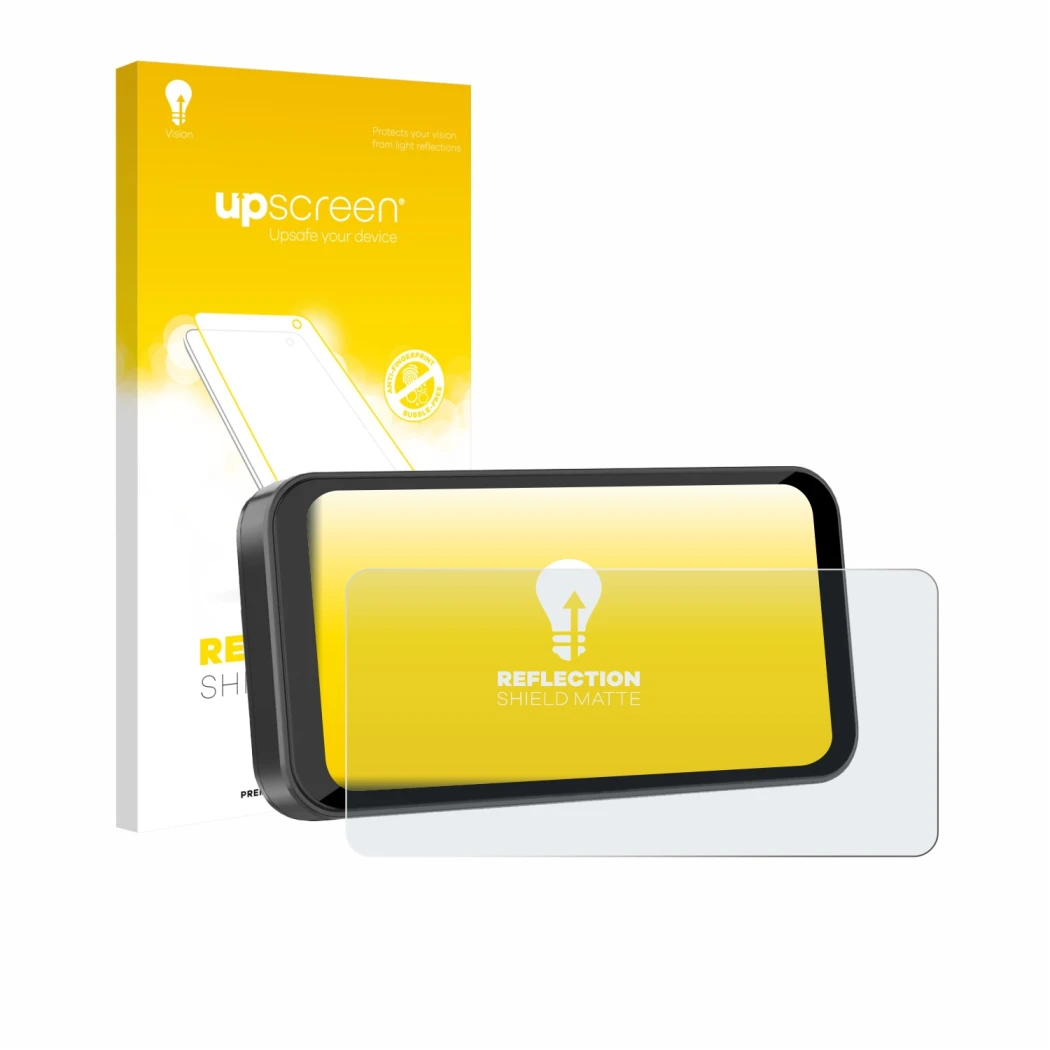 Parte frontale di una confezione del prodotto con il logo del marchio upscreen. Accanto è raffigurato il dispositivo Carpuride