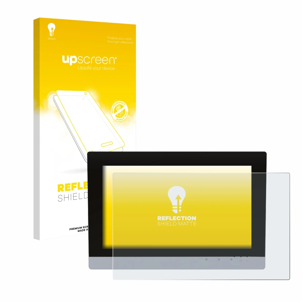Parte frontale di una confezione del prodotto con il logo del marchio upscreen. Accanto è raffigurato il dispositivo WAGO Visu