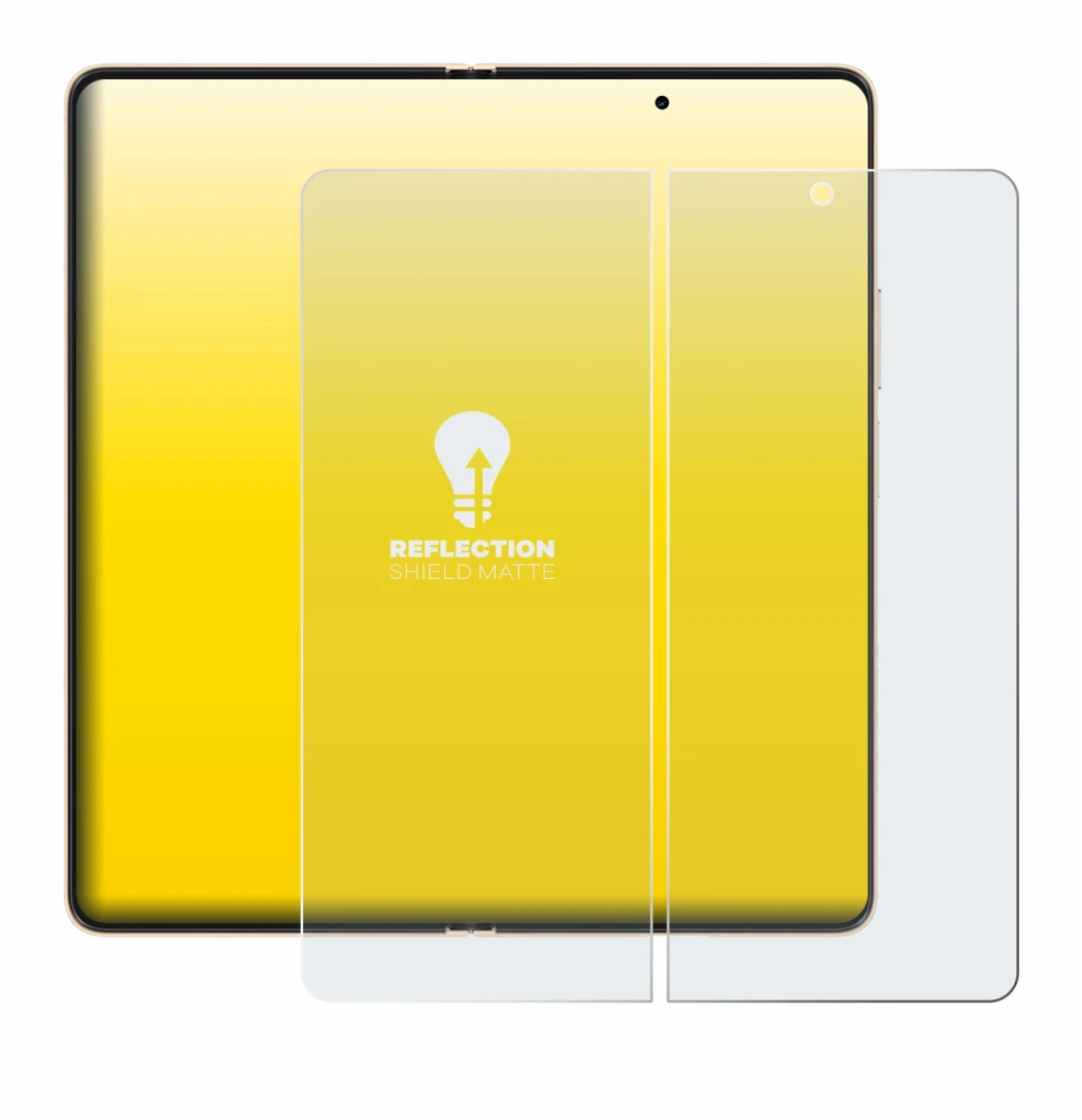 Immagine del dispositivo Honor Magic V6 (Display interno) con un'ampia varietà di protezioni per lo schermo.