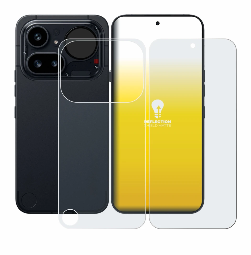 Immagine del dispositivo Nothing Phone (4a) Pro (Fronte+Retro) con un'ampia varietà di protezioni per lo schermo.