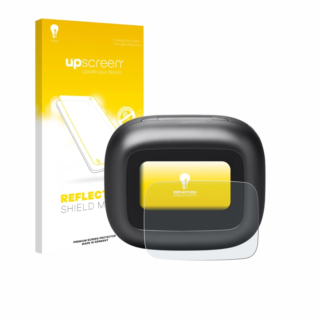 Parte frontale di una confezione del prodotto con il logo del marchio upscreen. Accanto è raffigurato il dispositivo JBL Live