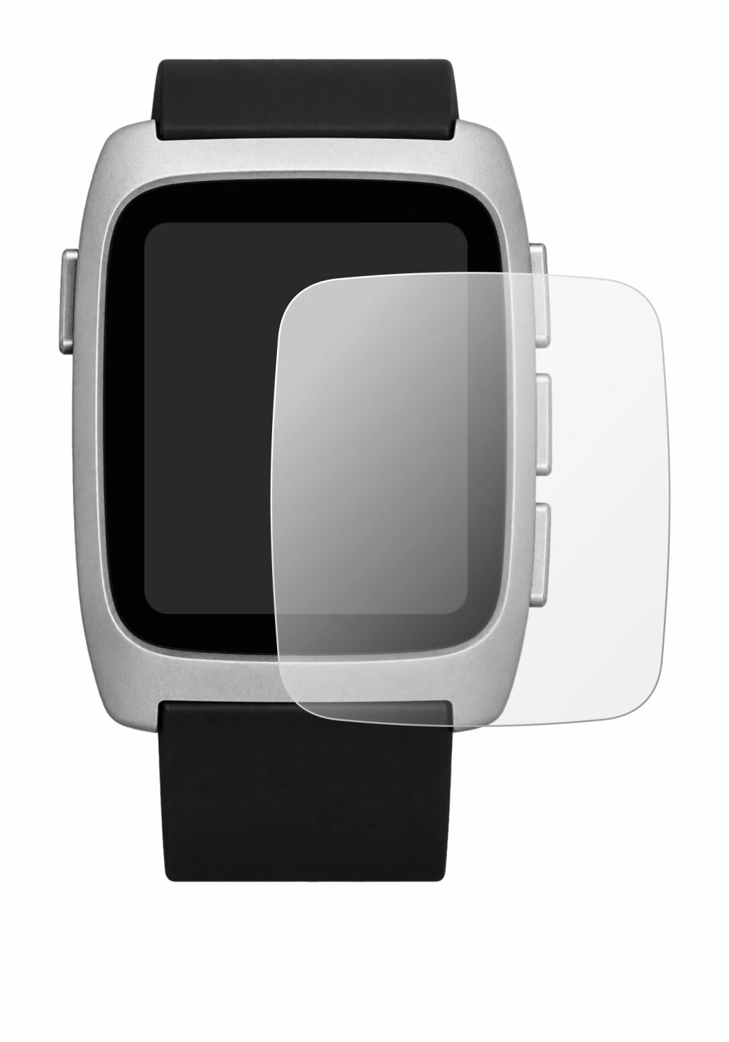 Immagine del dispositivo Pebble Time 2 2026 con un'ampia varietà di protezioni per lo schermo.