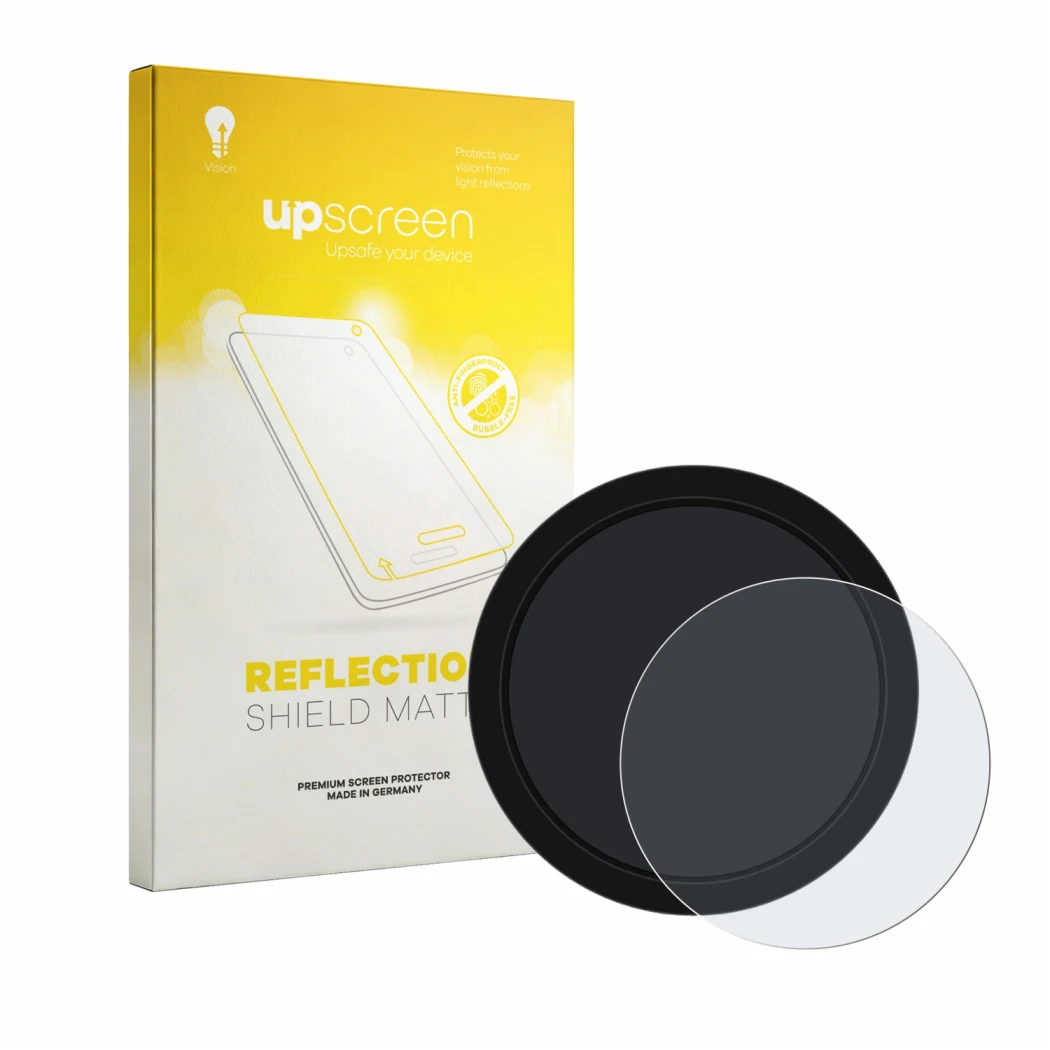 Parte frontale di una confezione del prodotto con il logo del marchio upscreen. Accanto è raffigurato il dispositivo Shearwate