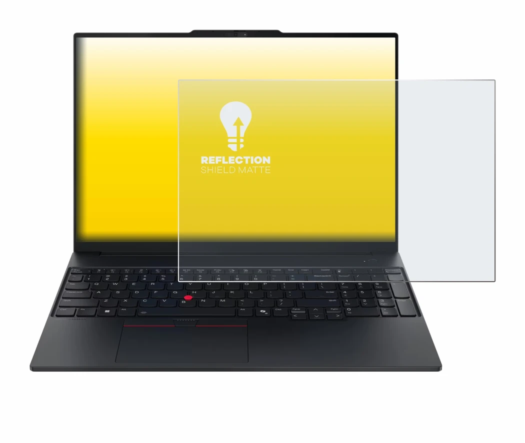 Immagine del dispositivo Lenovo ThinkPad E16 Gen 4 con un'ampia varietà di protezioni per lo schermo.