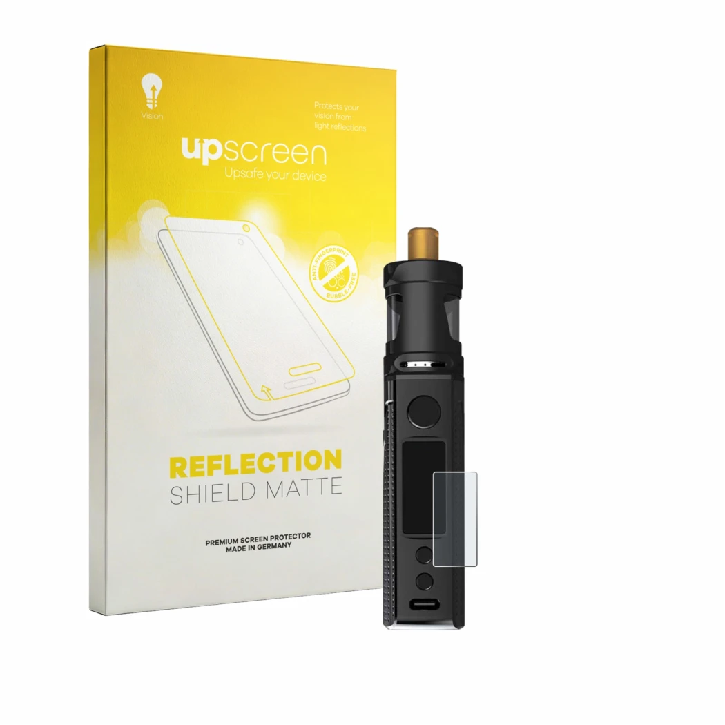 Parte frontale di una confezione del prodotto con il logo del marchio upscreen. Accanto è raffigurato il dispositivo Innokin L