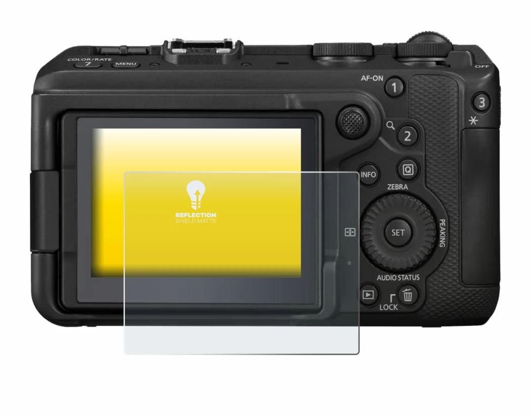 Immagine del dispositivo Canon EOS R6 V con un'ampia varietà di protezioni per lo schermo.