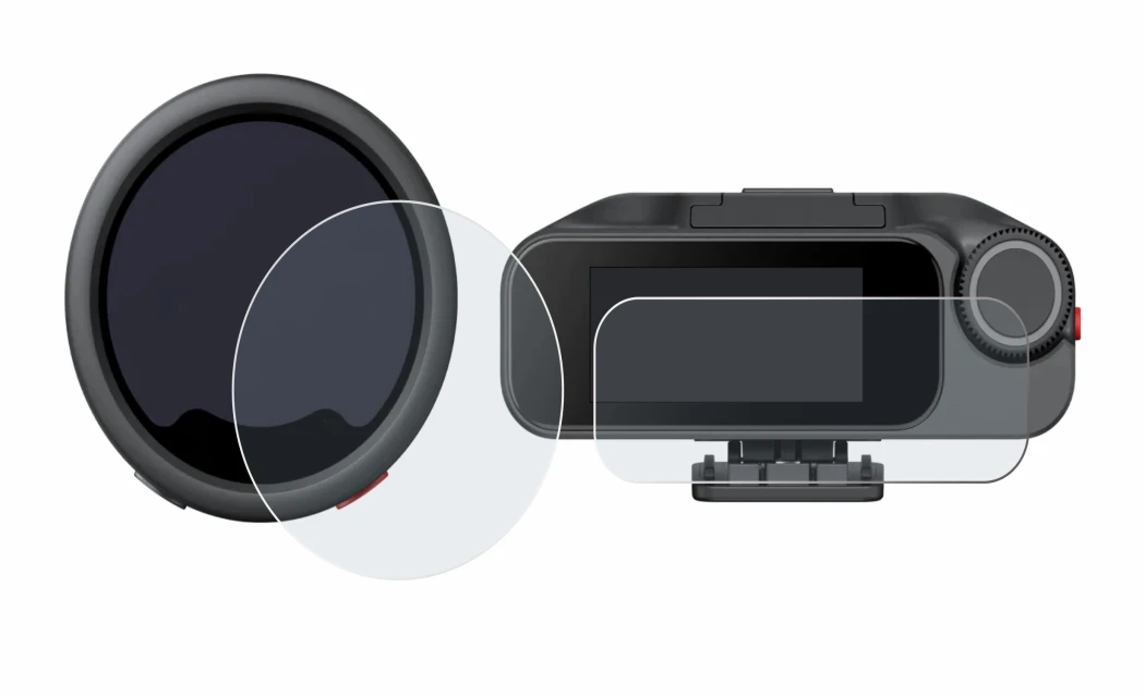 Immagine del dispositivo Insta360 Mic Pro TX + RX con un'ampia varietà di protezioni per lo schermo.