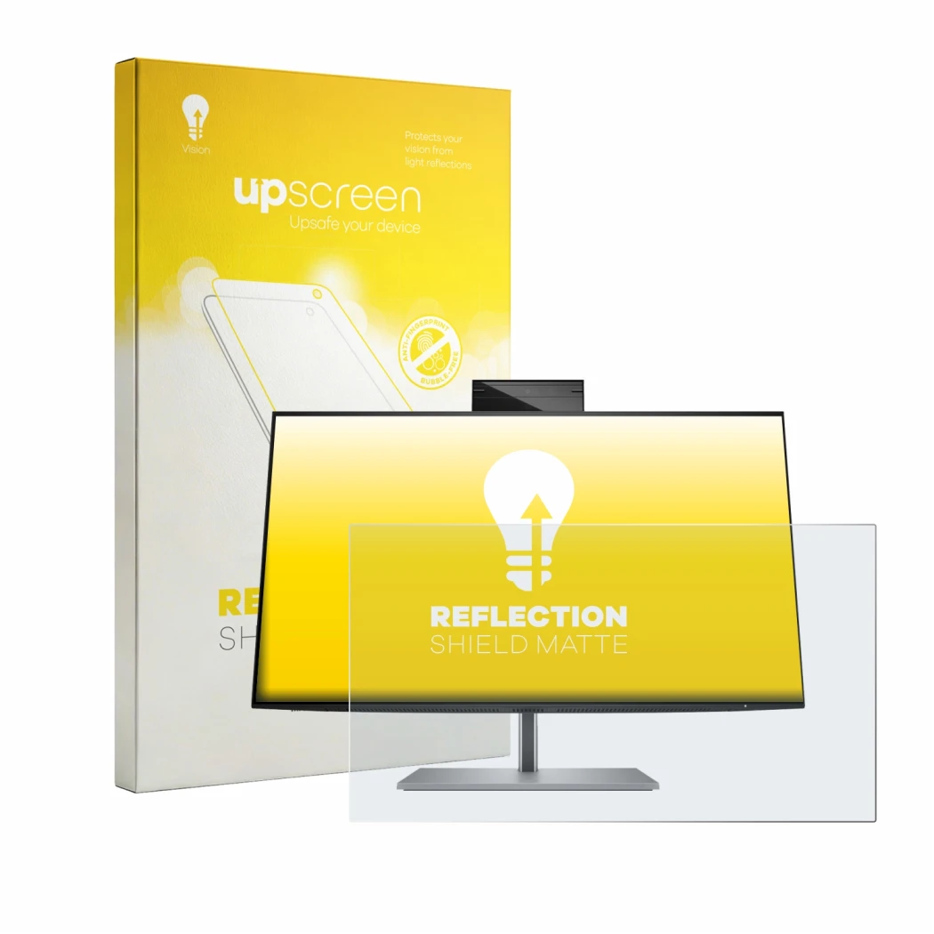 Parte frontale di una confezione del prodotto con il logo del marchio upscreen. Accanto è raffigurato il dispositivo HP Z24m G