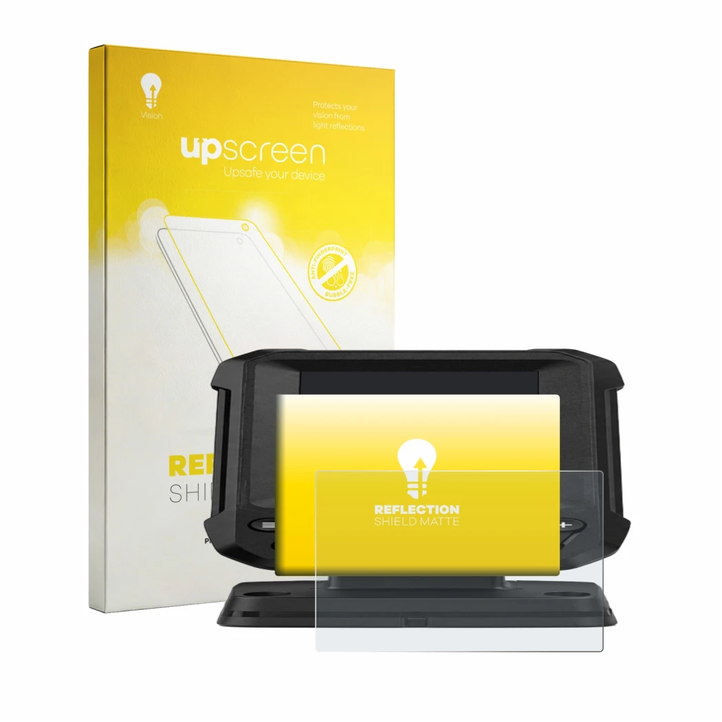 Parte frontale di una confezione del prodotto con il logo del marchio upscreen. Accanto è raffigurato il dispositivo Lowrance 