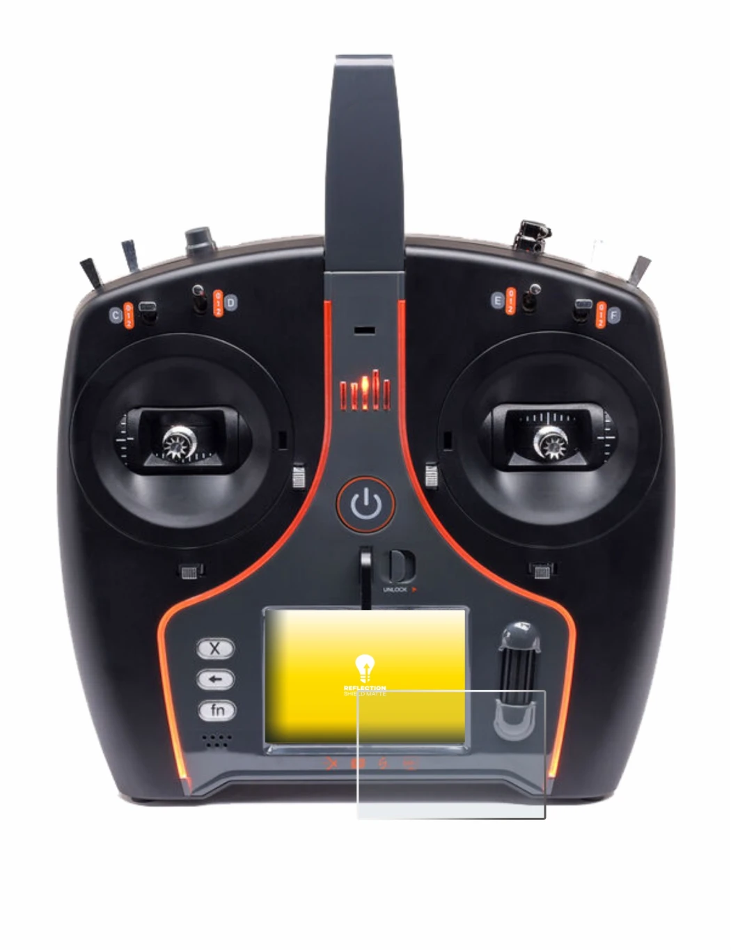 Immagine del dispositivo Spektrum NX7e Plus con un'ampia varietà di protezioni per lo schermo.