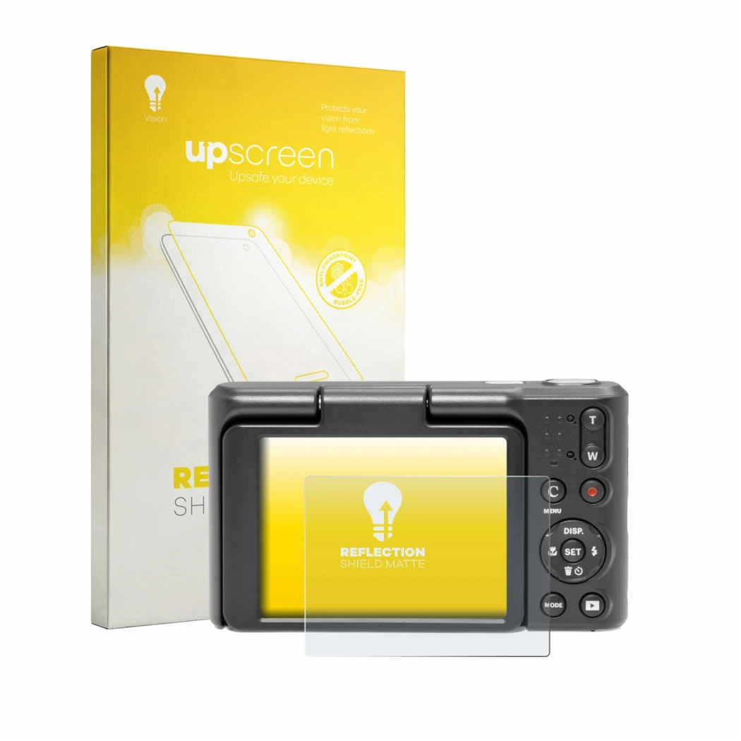 Parte frontale di una confezione del prodotto con il logo del marchio upscreen. Accanto è raffigurato il dispositivo Kodak Pix