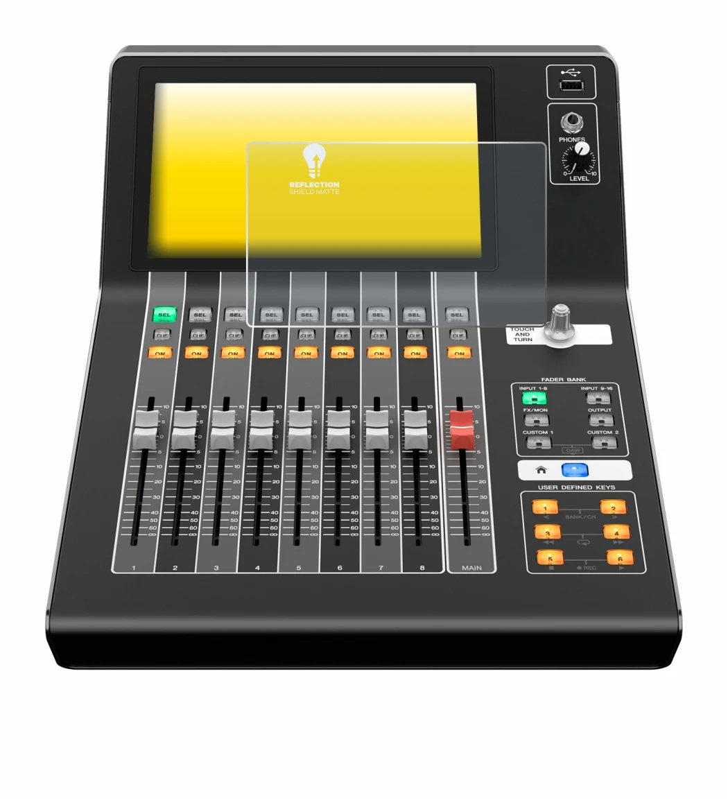 Immagine del dispositivo Yamaha DM3 con un'ampia varietà di protezioni per lo schermo.