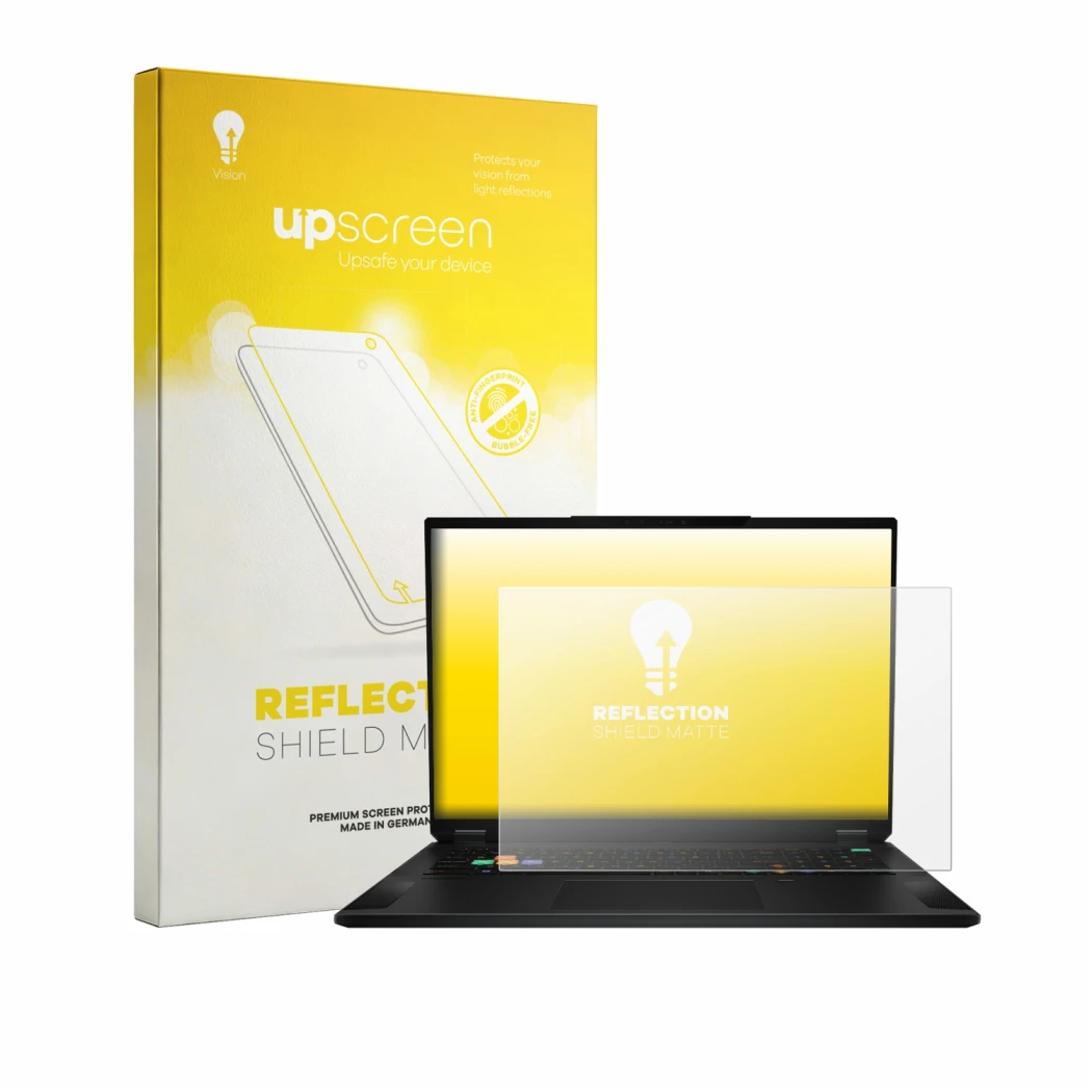 Parte frontale di una confezione del prodotto con il logo del marchio upscreen. Accanto è raffigurato il dispositivo MSI Steal