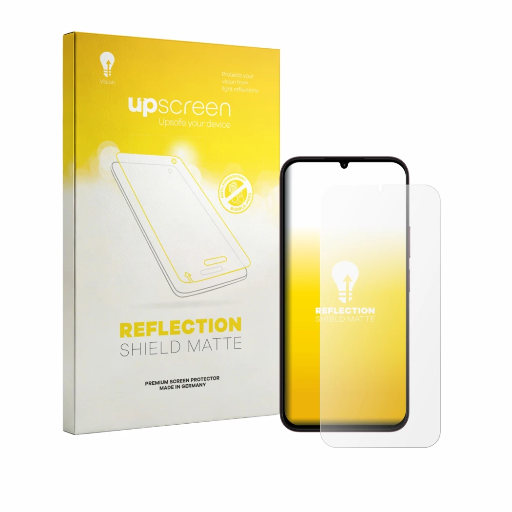 Parte frontale di una confezione del prodotto con il logo del marchio upscreen. Accanto è raffigurato il dispositivo OnePlus N