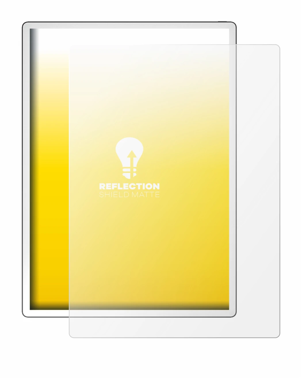 Immagine del dispositivo PocketBook InkPad One con un'ampia varietà di protezioni per lo schermo.