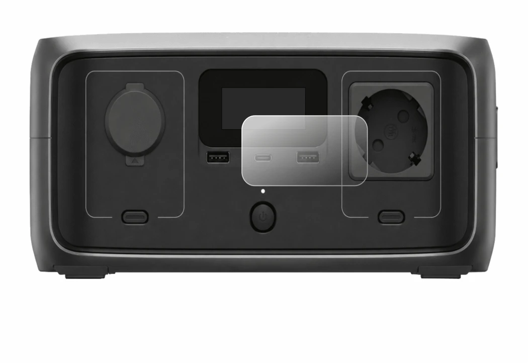 Immagine del dispositivo EcoFlow River 3 con un'ampia varietà di protezioni per lo schermo.
