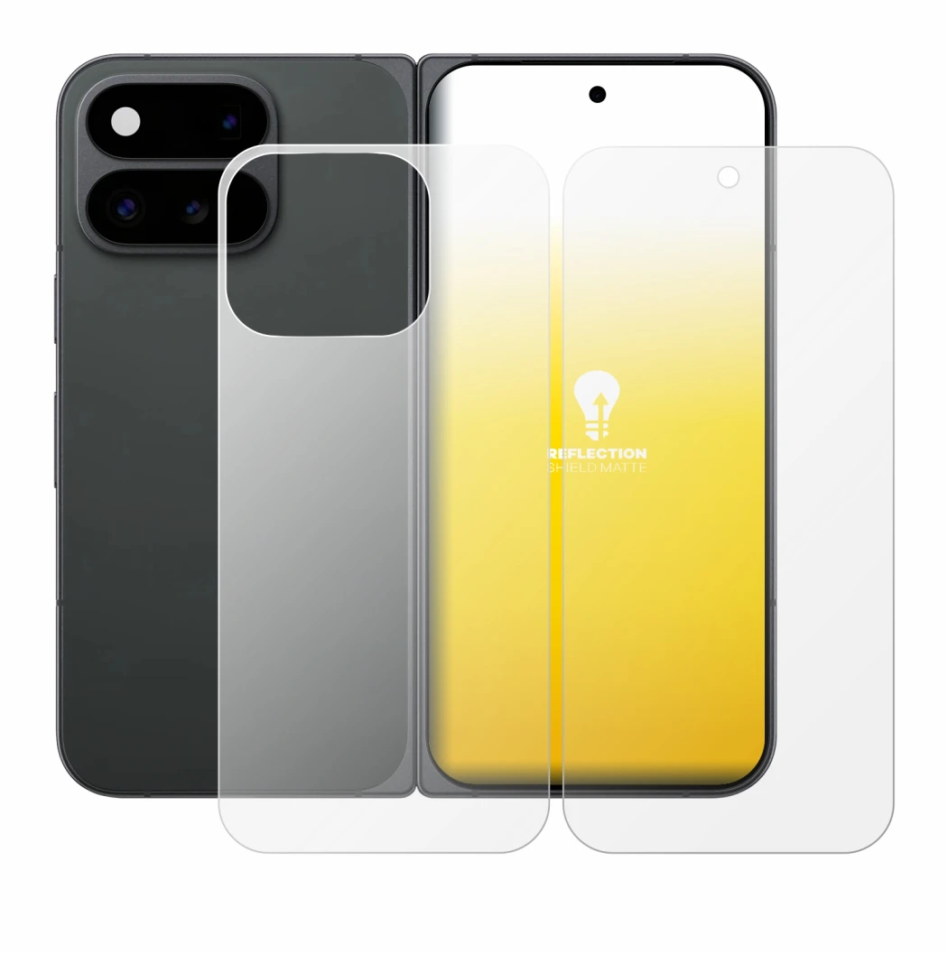 Immagine del dispositivo Google Pixel 11 Pro Fold (Fronte+Retro) con un'ampia varietà di protezioni per lo schermo.
