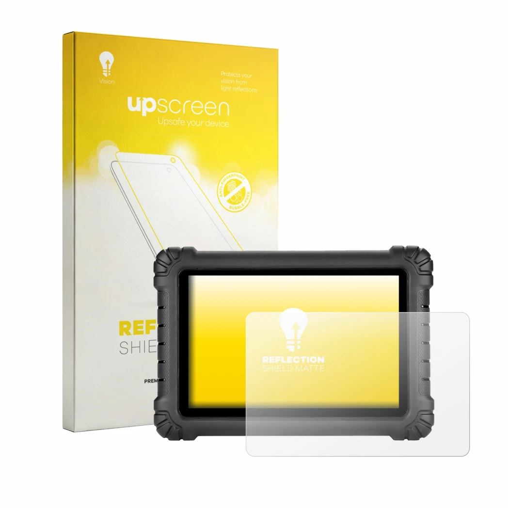 Parte frontale di una confezione del prodotto con il logo del marchio upscreen. Accanto è raffigurato il dispositivo Autel Max