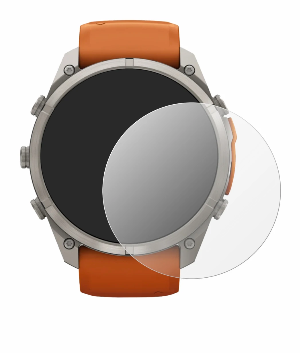 Immagine del dispositivo Garmin Fenix 9 Pro (51 mm) con un'ampia varietà di protezioni per lo schermo.