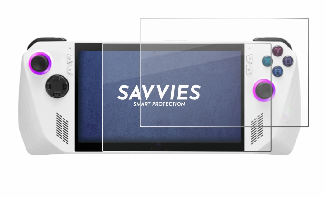 Immagine del dispositivo ASUS ROG Ally (2023) RC71L con un'ampia varietà di protezioni per lo schermo.