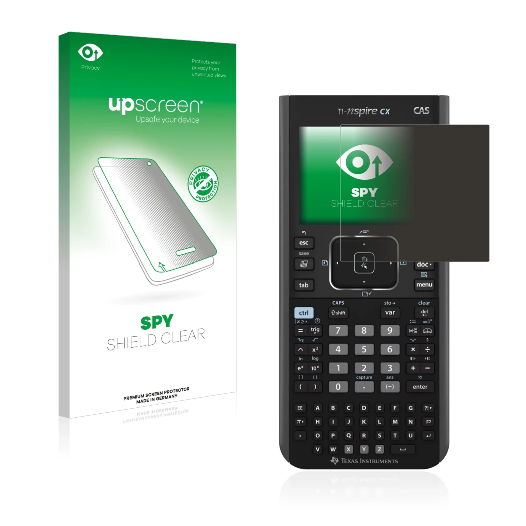 Parte frontale di una confezione del prodotto con il logo del marchio upscreen. Accanto è raffigurato il dispositivo Texas Ins