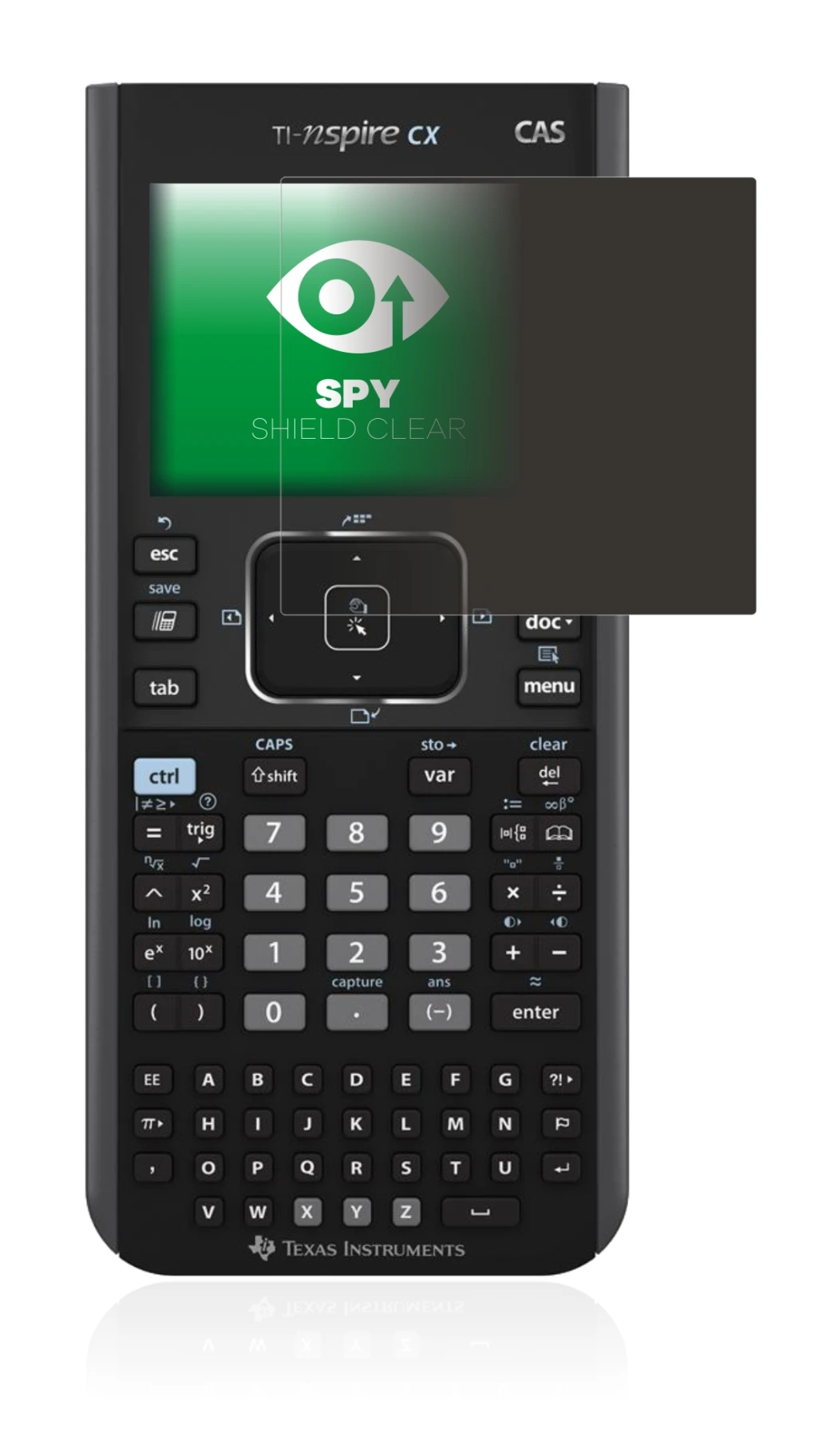Immagine del dispositivo Texas Instruments Nspire CX CAS con un'ampia varietà di protezioni per lo schermo.
