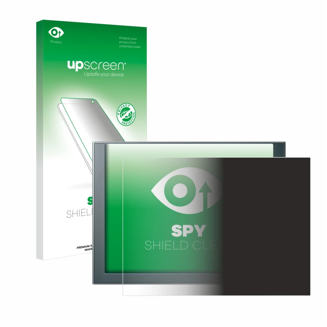 Parte frontale di una confezione del prodotto con il logo del marchio upscreen. Accanto è raffigurato il dispositivo Siemens S