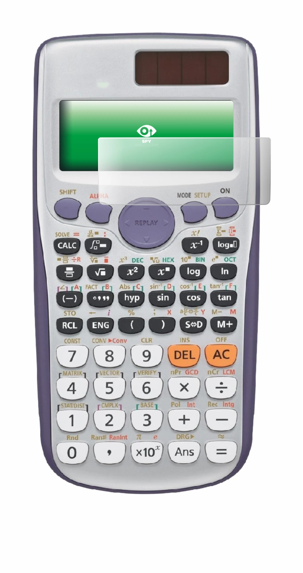 Immagine del dispositivo Casio FX-991DE Plus con un'ampia varietà di protezioni per lo schermo.
